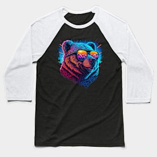 Retrowave Bear Baseball T-Shirt